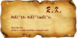 Ráth Kálmán névjegykártya
